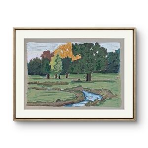Original Landscape Painting  with Green and Blue Accents